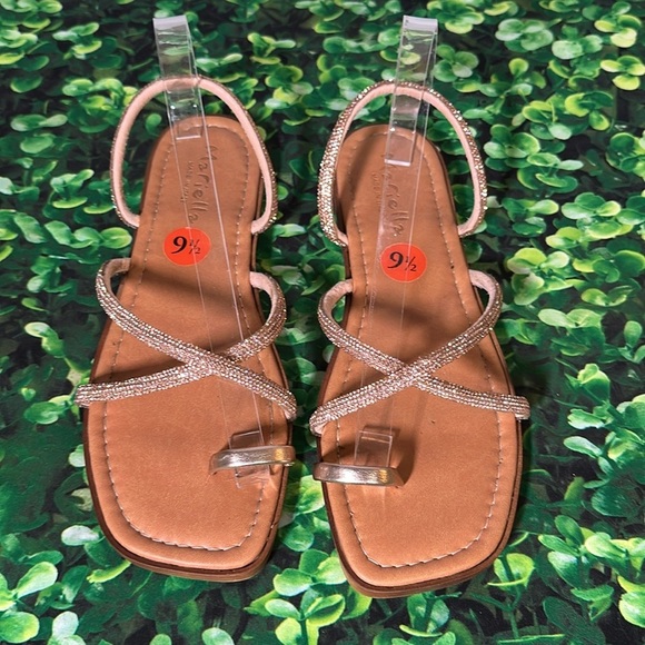 Mariella Rhinestones Glitter Toe Ring Sandals made in Italy size 9 1/2 Rose Gold - Picture 3 of 16